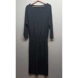 Banana Republic Knit Sweater Midi Dress Women Size S Gray Ribbed 3/4 Sleeve